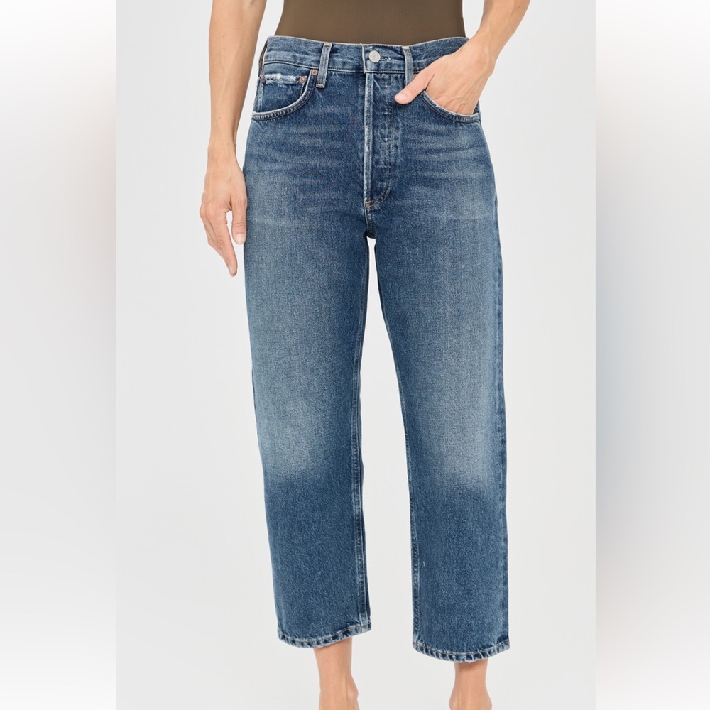 Agolde Straight Leg Jeans in Faded Indigo Blue